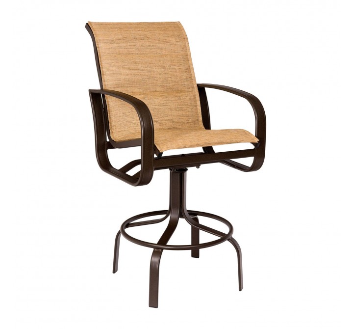 Woodard Cayman Isle Sling Swivel Bar Stool - Angled
