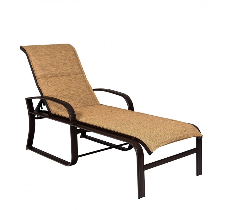 Woodard Cayman Isle Padded Sling Adjustable Chaise Lounge - Angled
