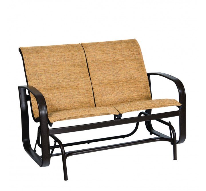 Woodard Cayman Isle Padded Sling Gliding Love Seat - Angled