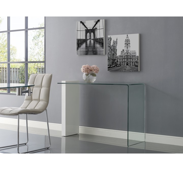 Casabianca BUONO Console Table In High Gloss White Lacquer With Clear Glass - Lifestyle