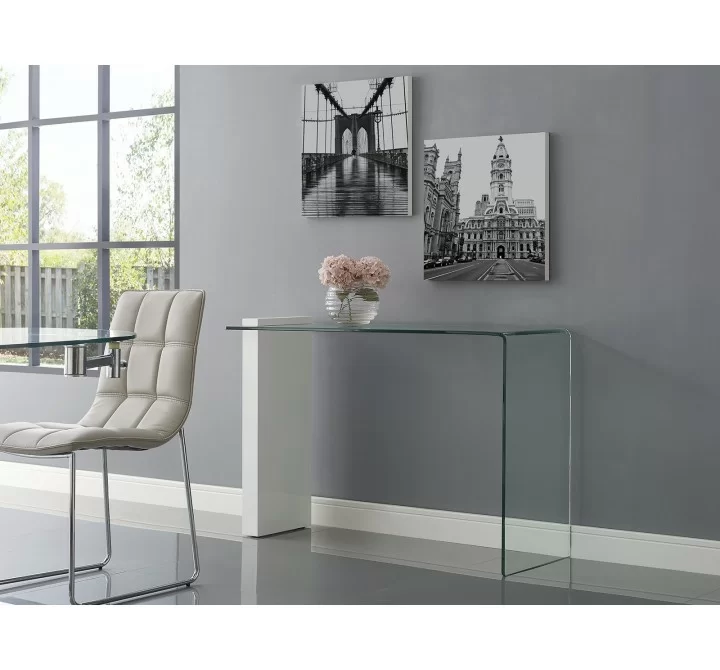Casabianca BUONO Console Table In High Gloss White Lacquer With Clear Glass - Lifestyle