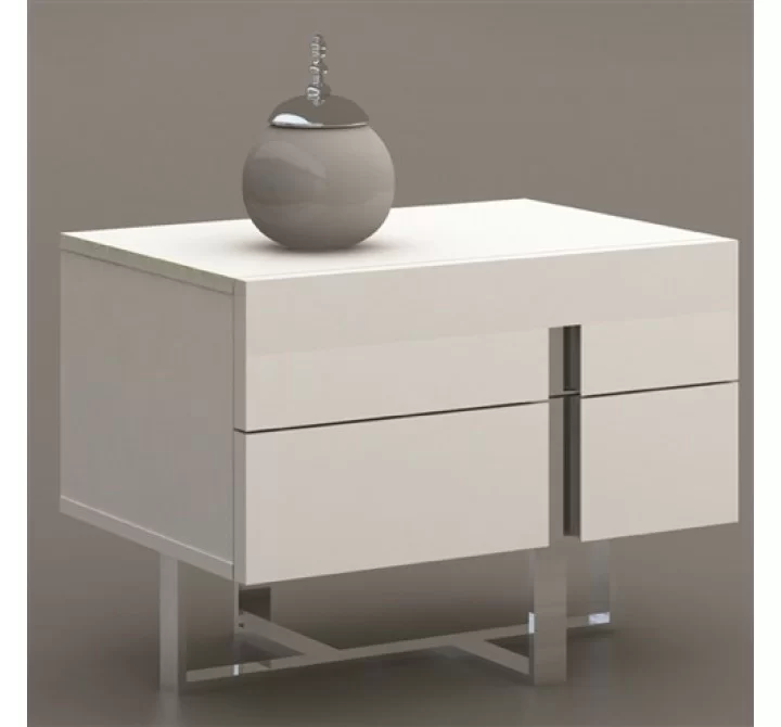 Casabianca Collins White Lacquer Nightstand / End Table - Lifestyle