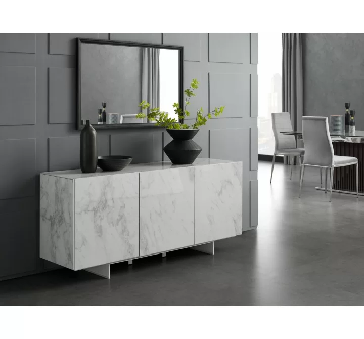 Casabianca STONE Buffet-server In White Marbled Glass - Lifestyle