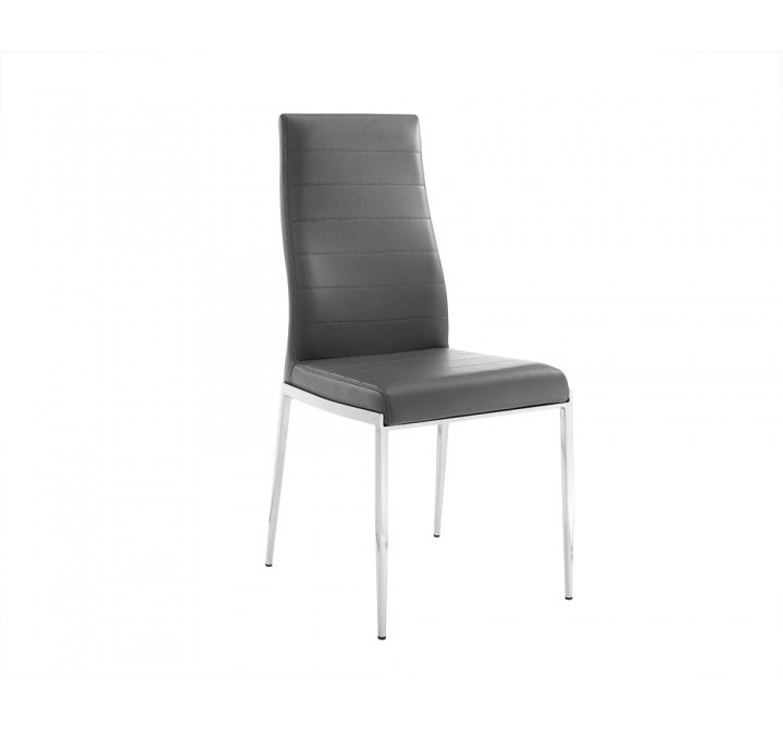 Casabianca FIRENZE Dining Chair In Dark Gray Pu-leather With Stainless Steel Base - 