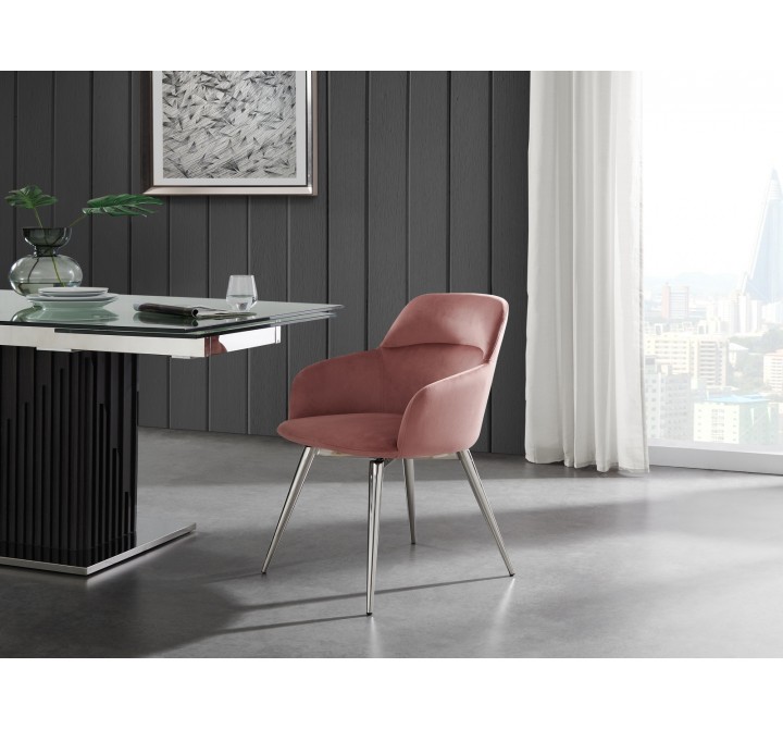 Casabianca PIROUETTE Arm Dining Chair In Pink Fabric - Lifestyle