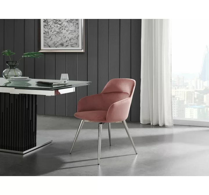 Casabianca PIROUETTE Arm Dining Chair In Pink Fabric - Lifestyle