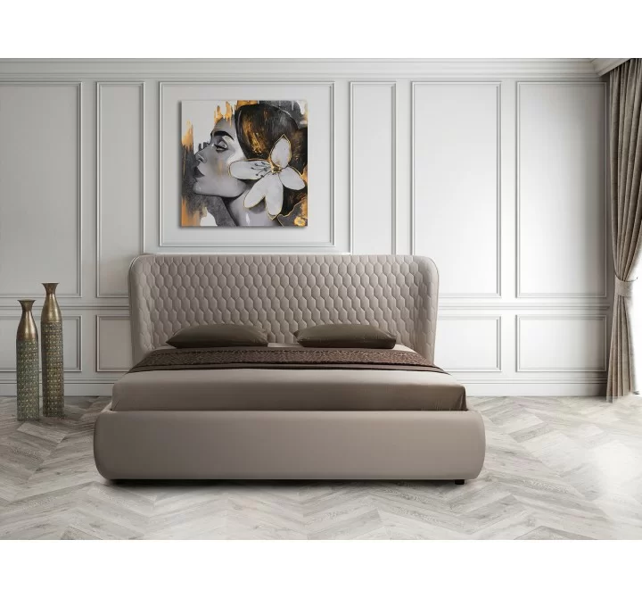 Casabianca Home AGOURA King Size Bed In Taupe Pu With Storage - Lifestyle