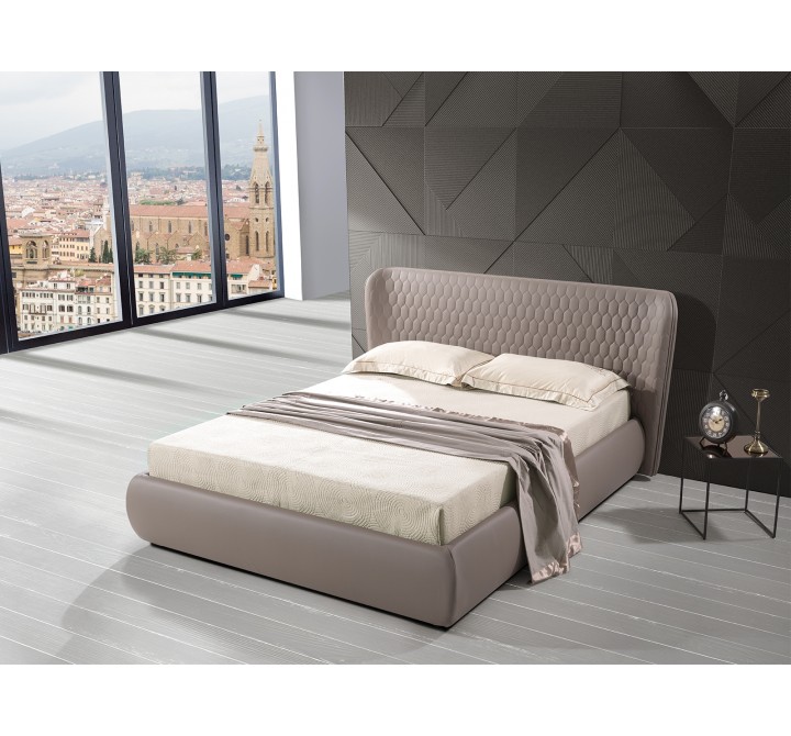 Casabianca AGOURA Queen Size Bed In Taupe Pu With Storage - Lifestyle