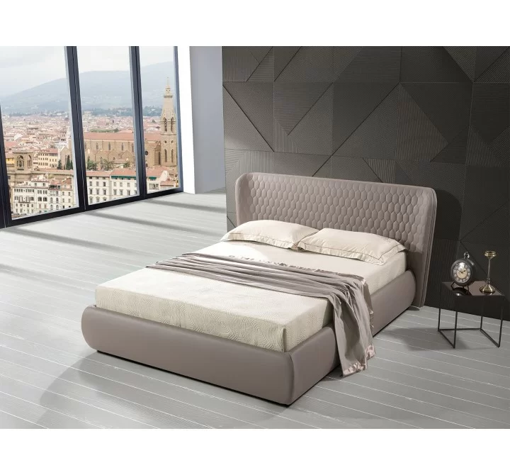 Casabianca AGOURA Queen Size Bed In Taupe Pu With Storage - Lifestyle