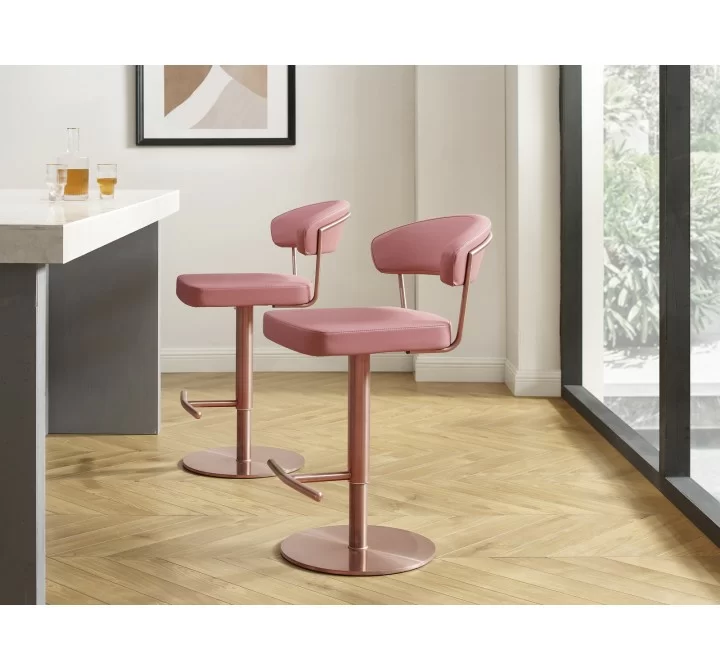 Casabianca FAIRMONT Bar Stool With Brushed Stainless Steel Base in Dusty Pink - Lifestyle