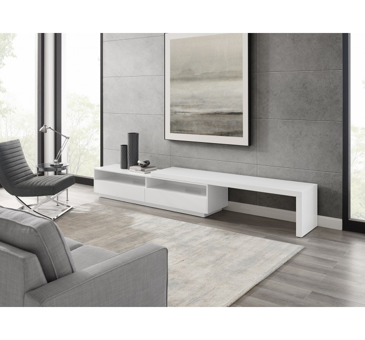 Casabianca CELINE Entertainment Center In White Matte Painted Top And Walnut Veneer Bottom Unit - Lifestyle