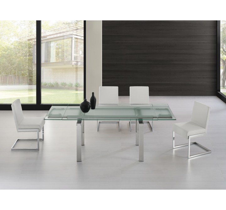 Casabianca FONTANA Dining Chair In White Pu-leather With Stainless Steel Base - Lifestyle 1