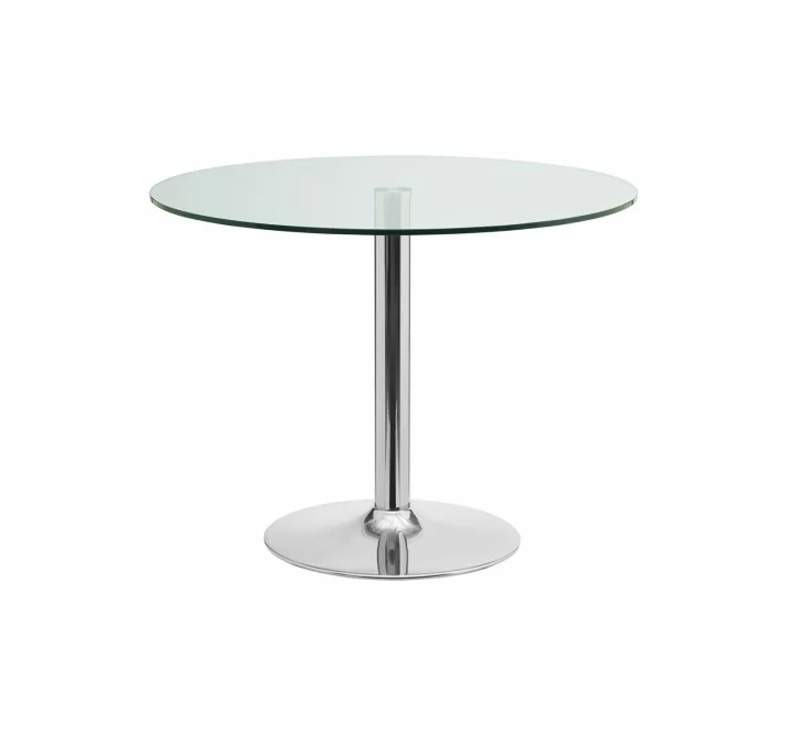 Casabianca FORTE Dining Table In Clear Glass With Polished Stainless Steel Base - Front