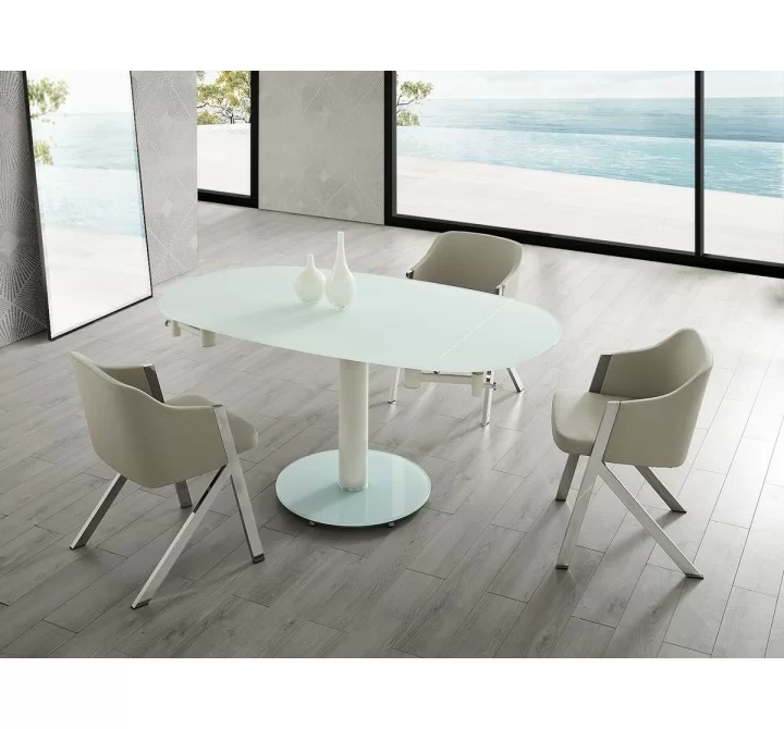 Thao Dining Table In White Tempered Glass - Lifestyle