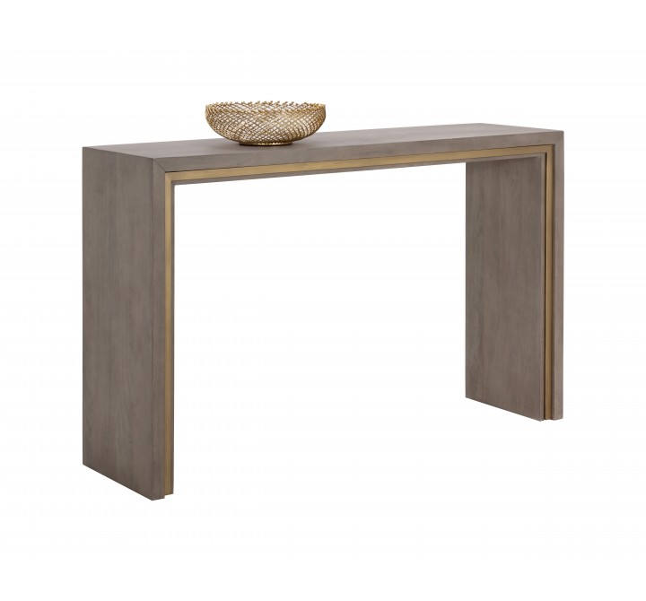 Sunpan Hilbert Console Table - Front Side Angle with Decor