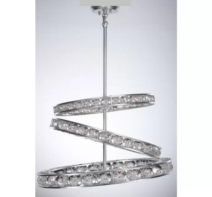 ZEEV Lighting Imbrium Chandelier - Silver Leaf With Seeded Crystal Spheres