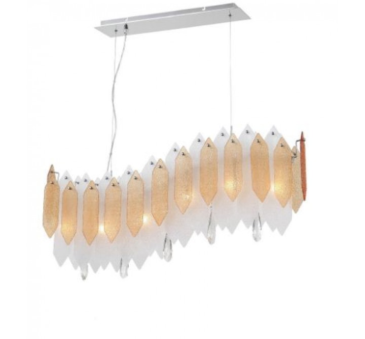ZEEV Lighting Stratus Chandelier - Chrome With Amber & Frosted Glass