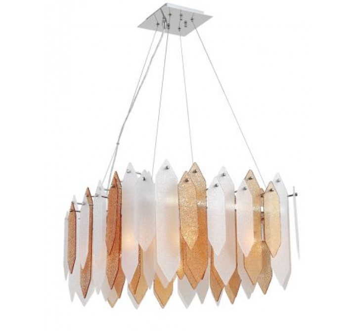 ZEEV Lighting Stratus Chandelier -  Chrome With Amber & Frosted Glass