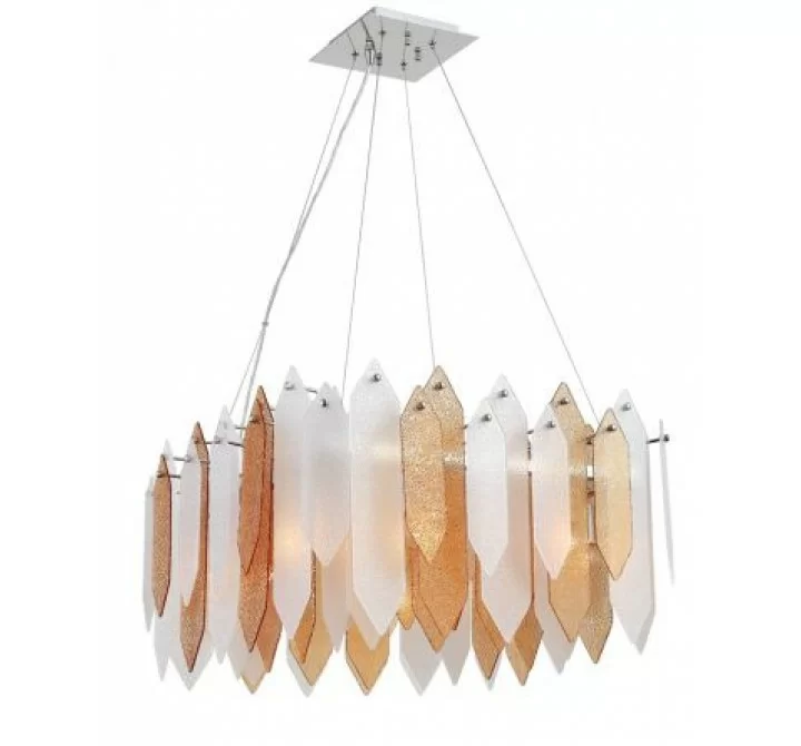 ZEEV Lighting Stratus Chandelier -  Chrome With Amber & Frosted Glass