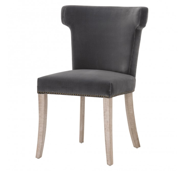 Essentials For Living Celina Dining Chair in Dark Dove Velvet - Front Side Angle
