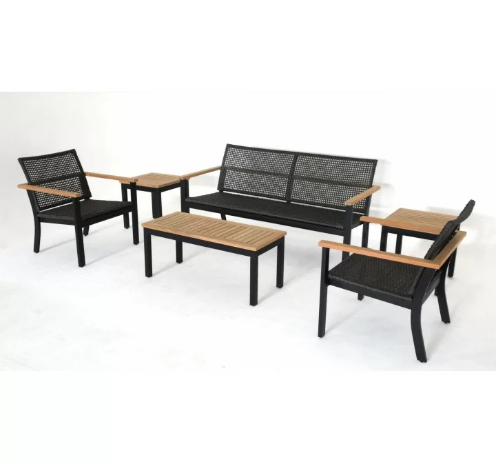 Royal Teak Naples Side Table Charcoal Aluminum and Rope