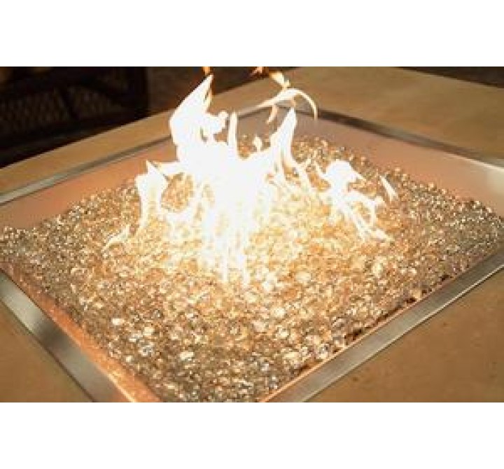 Outdoor Greatroom Company 24" X 24" Square Crystal Fire Burner - Lit