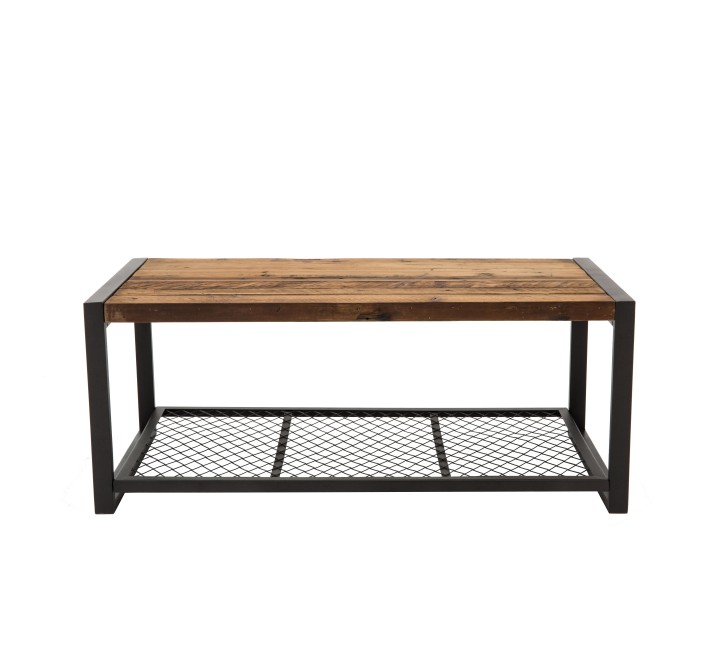 Crawford and Burke Blair Reclaimed Wood and Metal 44" Coffee Table, Frontview