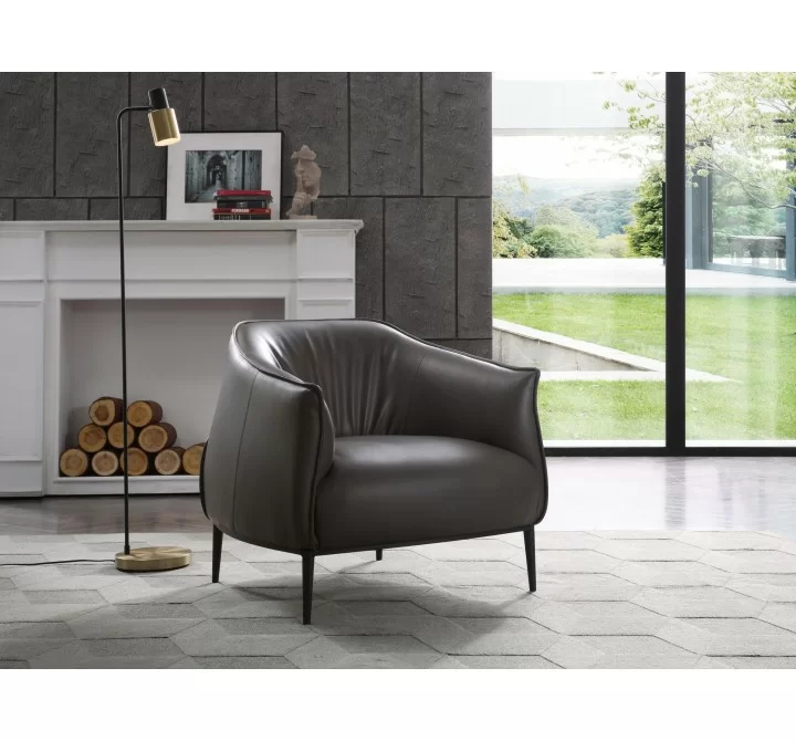 Whiteline Modern Living Benbow Leisure Chair In Dark Grey Faux Leather - Lifestyle