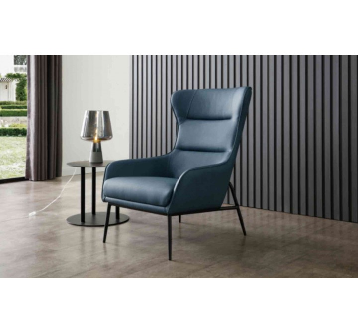 Whiteline Modern Living Wyatt Leisure Chair in Blue Faux Leather - Lifestyle
