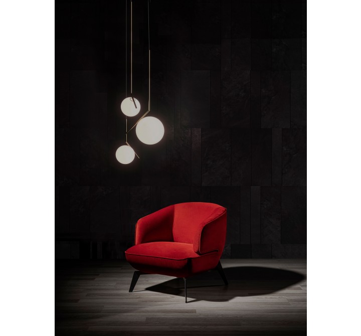  Whiteline Modern Living Mersin Accent Chair In Red Velvet Fabric - Lifestyle 3