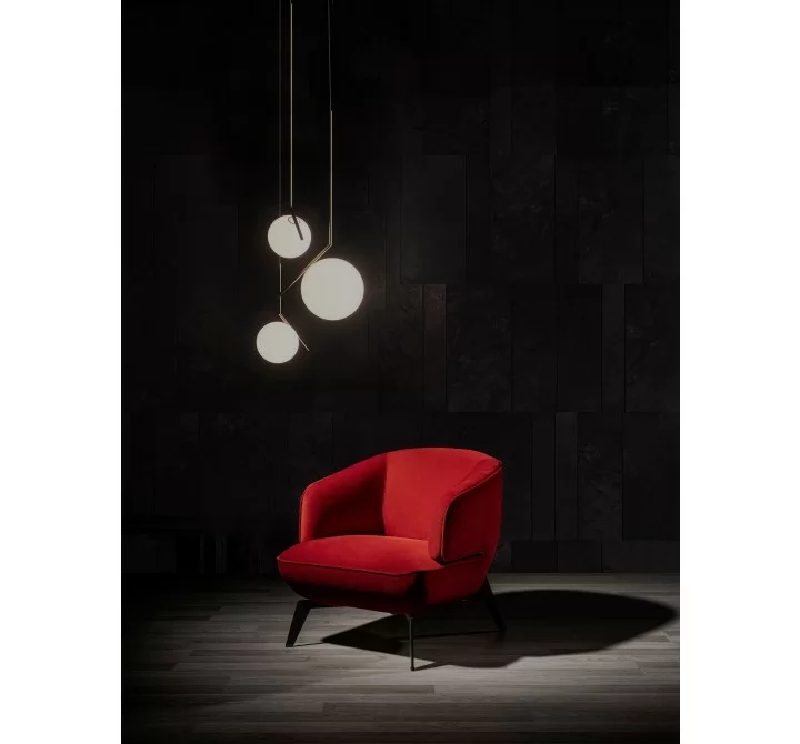  Whiteline Modern Living Mersin Accent Chair In Red Velvet Fabric - Lifestyle 3