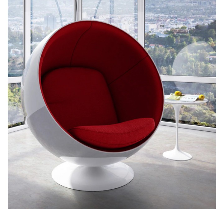 Aeon Luna White Gloss Lounge Chair Red