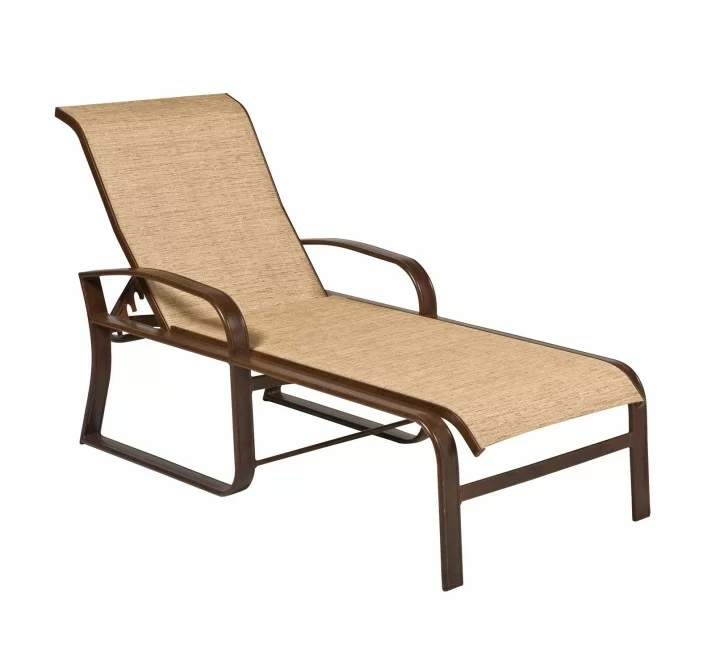 Woodard Cayman Isle Sling Adjustable Chaise Lounge - Angled