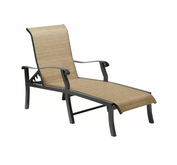 Woodard Cortland Sling Adjustable Chaise Lounge - Angled