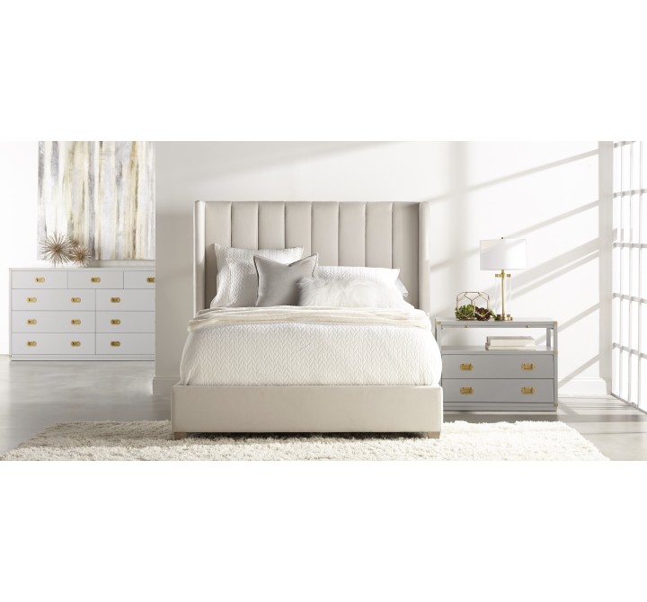 Essentials For Living Chandler Queen Bed in Cream Velvet - Lifestyle 2