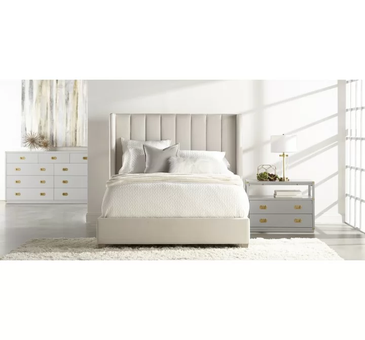 Essentials For Living Chandler Queen Bed in Cream Velvet - Lifestyle 2