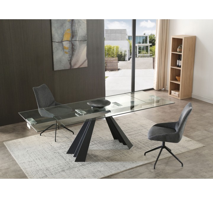 Whiteline Modern Living Chicago Extendable Dining Table In Sanded Black Metal Legs - Lifesytle