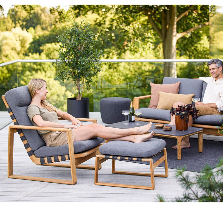 Cane-Line Endless Soft Footstool, Incl. Grey Cane-Line AirTouch Cushion Set