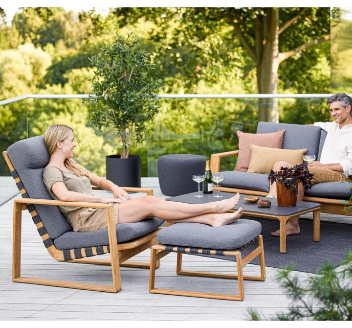 Cane-Line Endless Soft Footstool, Incl. Grey Cane-Line AirTouch Cushion Set