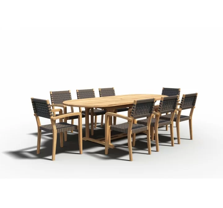 Hi Teak Furniture Clairene Teak Outdoor Dining Stacking Armchair - With Dining Set