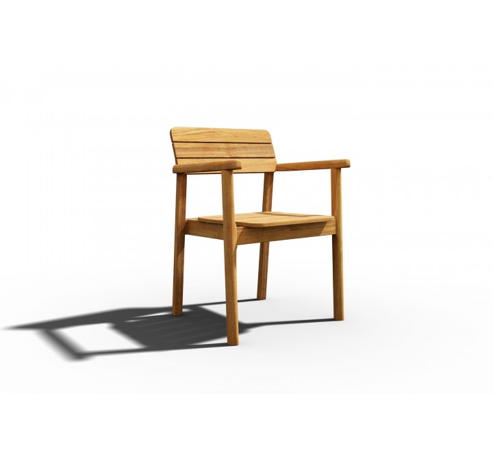 Hi Teak Furniture Riva Teak Outdoor Dining Stackable Armchair - Angled
