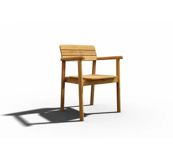 Hi Teak Furniture Riva Teak Outdoor Dining Stackable Armchair - Angled