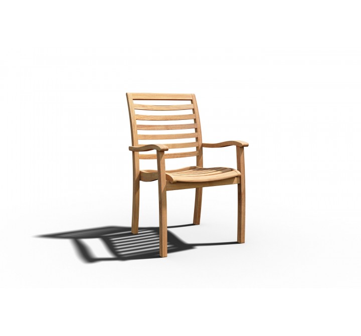 Hi Teak Furniture Mathieu Outdoor Teak Dining Stacking Armchair (Set of 4) - Angled