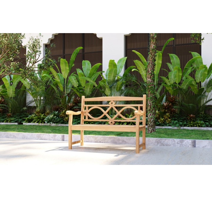 Hi Teak Furniture Abel 47 inch Dia Round Teak Outdoor Folding Dining Table - Lifestyle