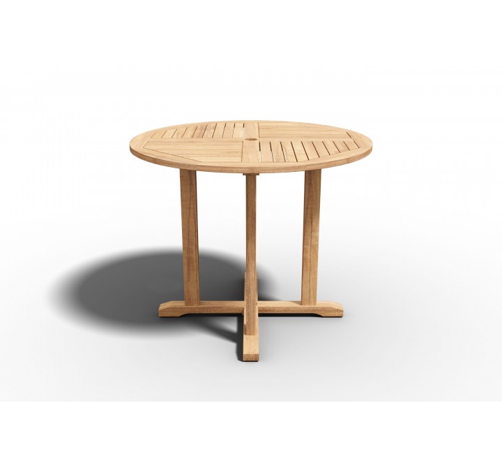 Hi Teak Furniture Perryn Round Teak Outdoor Side Folding Table - Angled