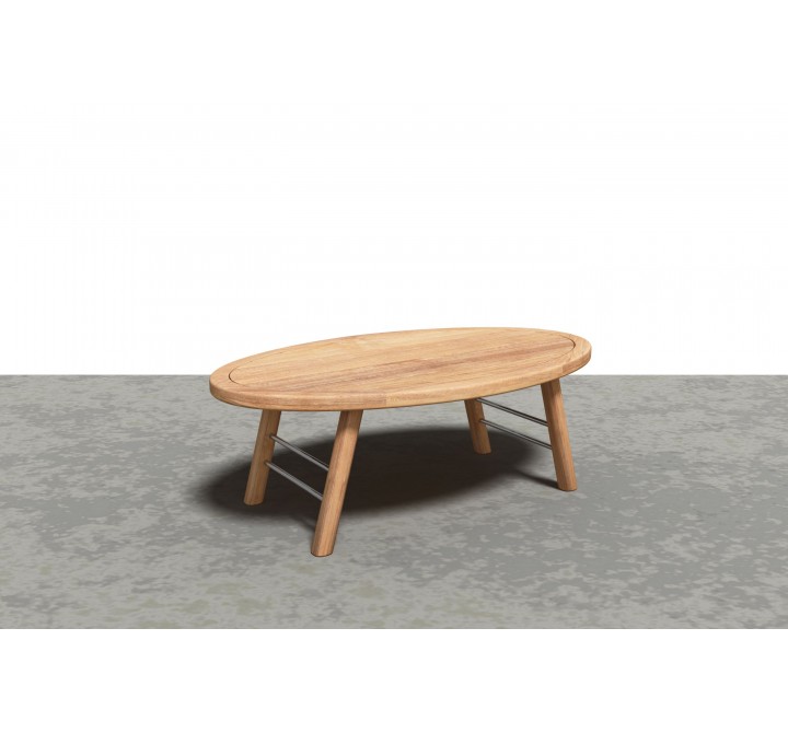 Hi Teak Furniture Daniele Outdoor Teak Oval Coffee Table - Angled