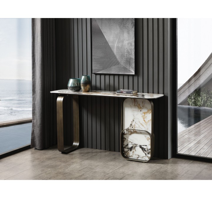 Whiteline Modern Living Kora Console With 8mm Glass - Lifestyle 