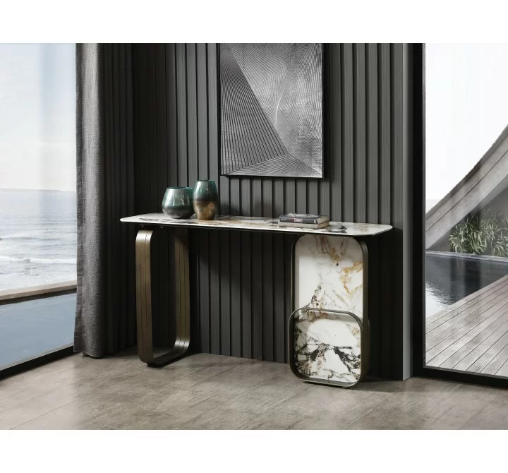 Whiteline Modern Living Kora Console With 8mm Glass - Lifestyle 