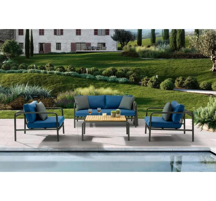 Andrea Outdoor 4-Piece Set in Blue- Lifestyle 1