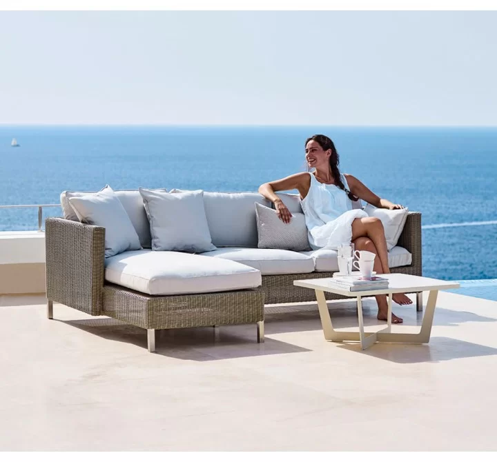 Cane-Line Connect Chaise Lounge Module Sofa, Right outdoor view